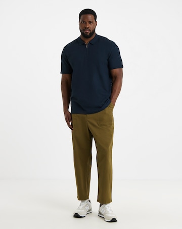 Jack & Jones Austin 1/4 Zip Waffle Polo - Navy