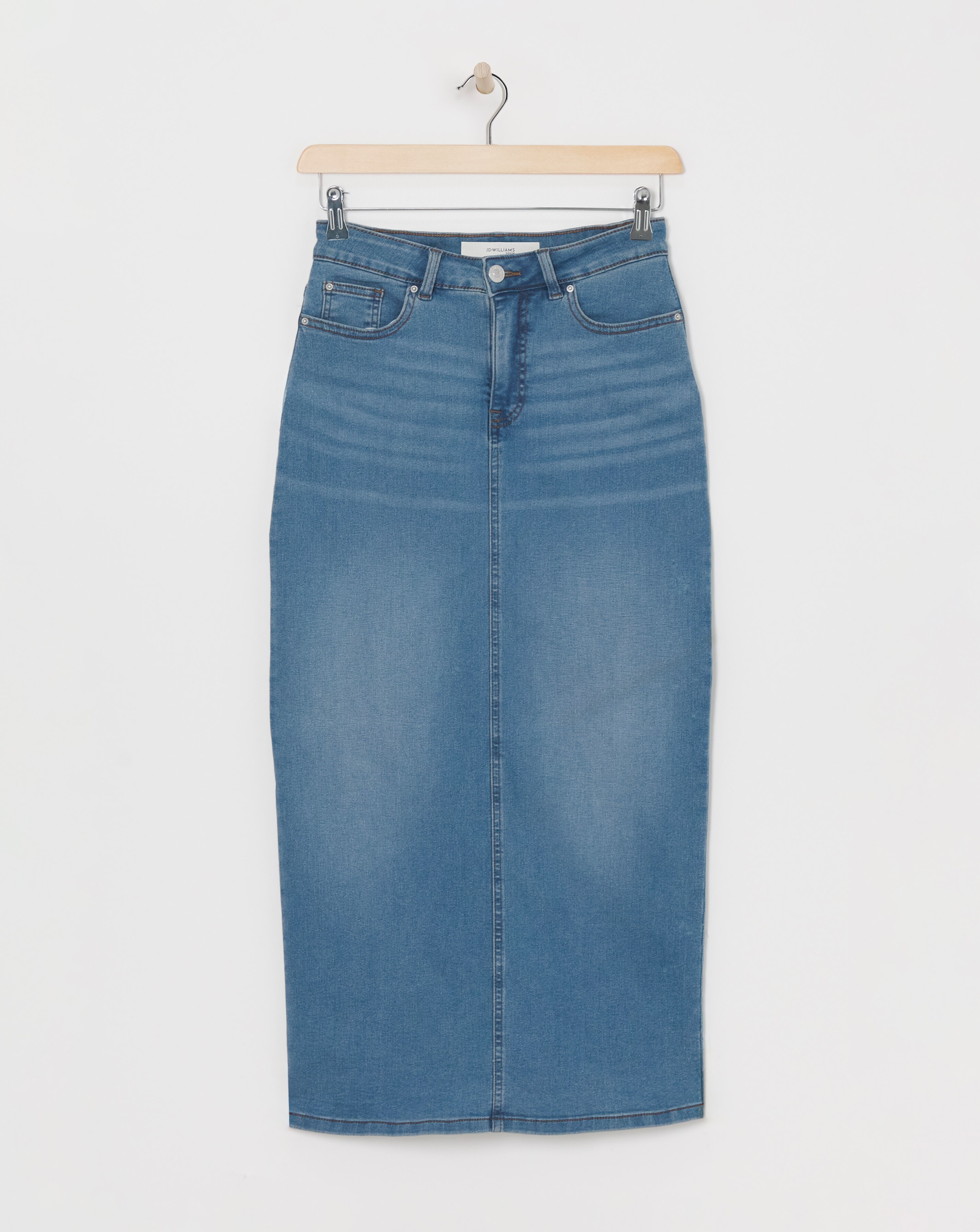 Blue High Waist Super Soft Denim Maxi Skirt