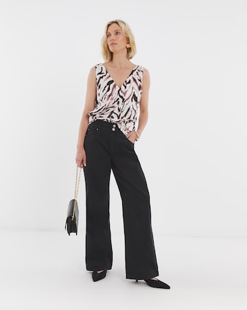 Printed Satin V Neck Vest