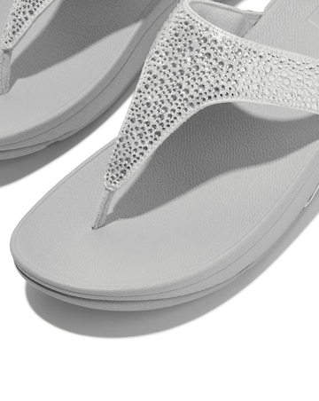 Fit Flop Silver Lulu Crystal Toe-Post Sandals -Standard Fit (D)