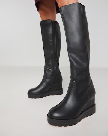 Leyner Stretch Wedge Knee High Boots - Extra Wide Fit (EEE) & Standard Calf