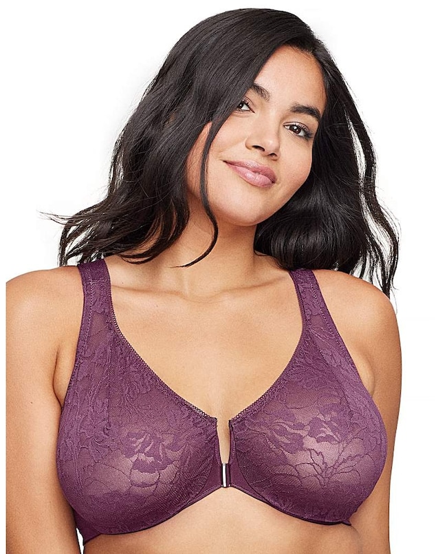 Glamorise Plus Size Lacey T-Back WonderWire Bra 9246