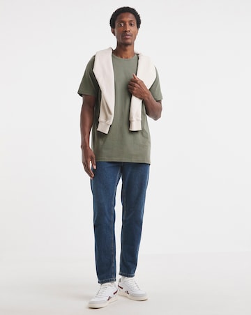 Pure Cotton Crew Neck T-Shirt Long Length-Olive