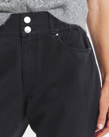 Washed Black Elasticated Tapered Jeans