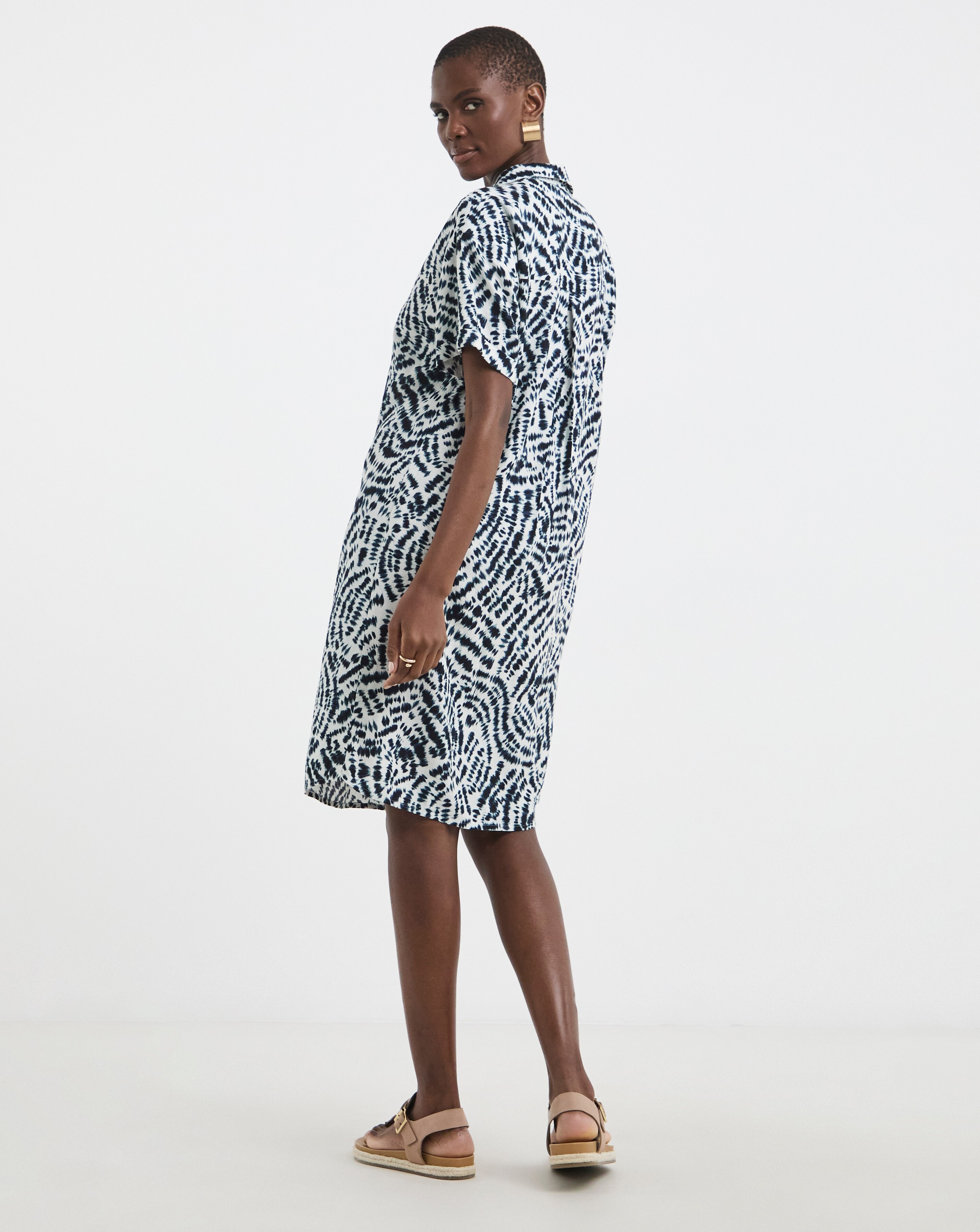 Linen Mix Collared Tunic Dress | JD Williams