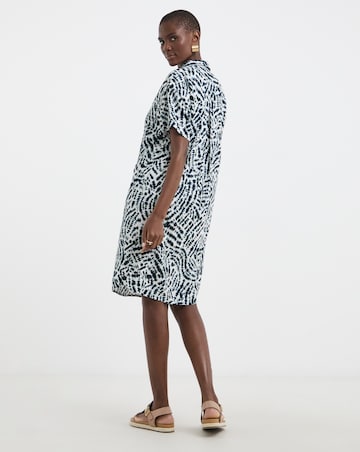 Linen Mix Collared Tunic Dress