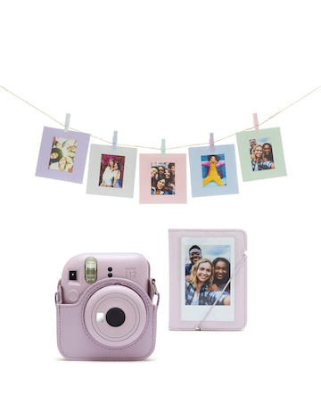 Fujifilm Instax Mini 12 Instant Camera with Case, Album, Cards & Pegs - Purple