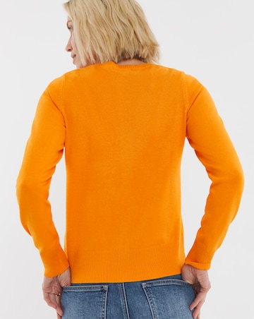 Orange Crew Neck Cardigan