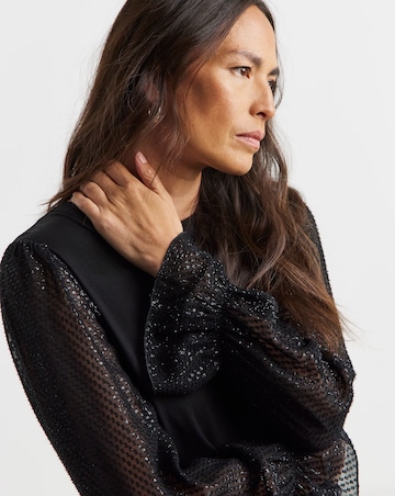 Tinsel Texture Sleeve Top