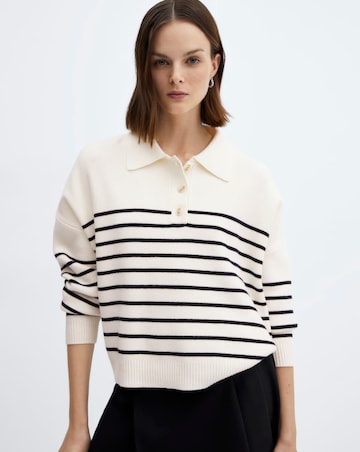 Mango Button Collar Knit Sweater