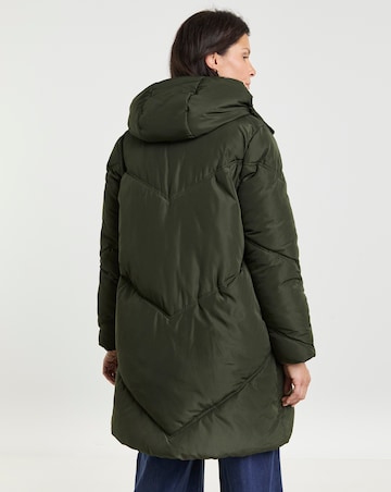 Dark Green Mid Length Padded Coat