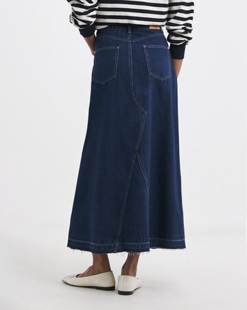 Pure Cotton Raw Edge A Line Denim Skirt
