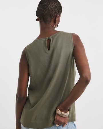 Slash Neck Linen Mix Shell Top