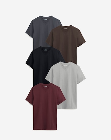 5 Pack Multi V Neck T-Shirts Long