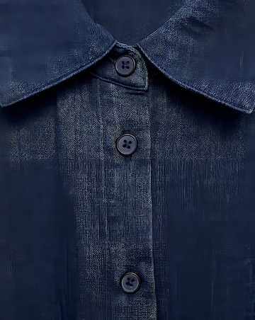 Mango Textured Cotton Navy Jumpsuit