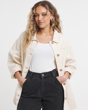 Simply Be Stone Button Through Utility Jacket