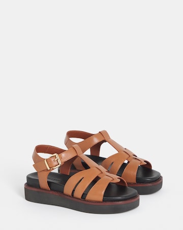 Fontana Leather T Bar Fisherman Sandals - Wide Fit (E)