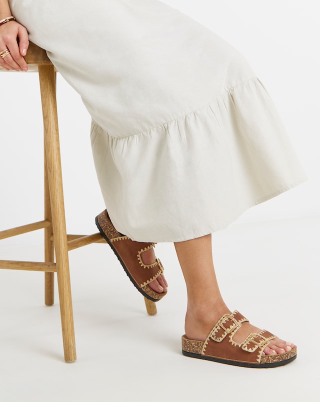 Heavenly Feet Sandy Stitch Detail Sandals - Wide Fit (E)
