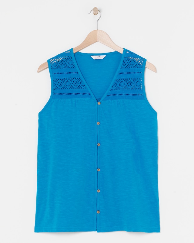 Julipa Lightweight Jersey Crochet Trim Vest Top