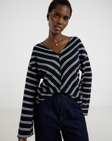 Textured Stripe Knit Longline Top