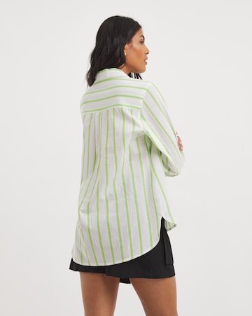 Green Stripe Linen Essential Shirt