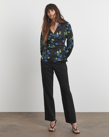 Joanna Hope Floral Satin Wrap Blouse