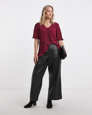 V Neck Longline Plisse Top