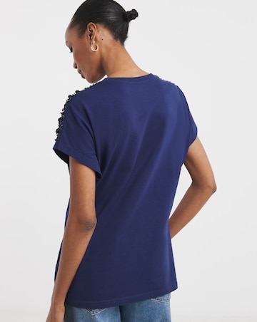Indigo Embellished Trim T-shirt