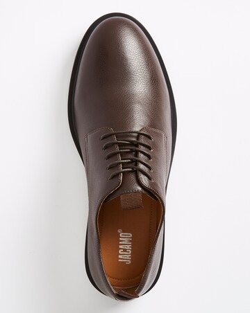 Brown Lace Up Leather Look Shoe Wide