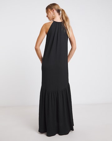 Black Textured Jerseyt Maxi Dress