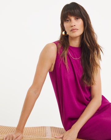 Linen Mix Sleeveless Shift Dress