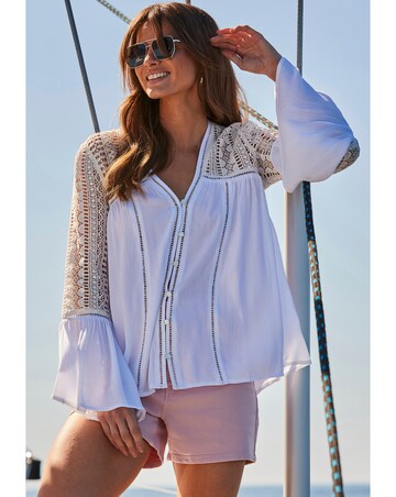 Sosandar Ivory Broderie Detail Tunic Top