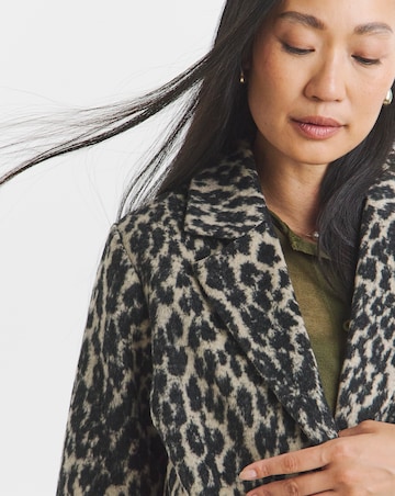 Animal Print Single Breasted Lined Coat