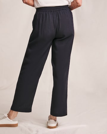 Julipa Navy Tapered Linen Mix Trousers