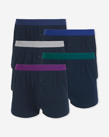 5 Pack Contrast Waist Loose Boxers - Dark Navy