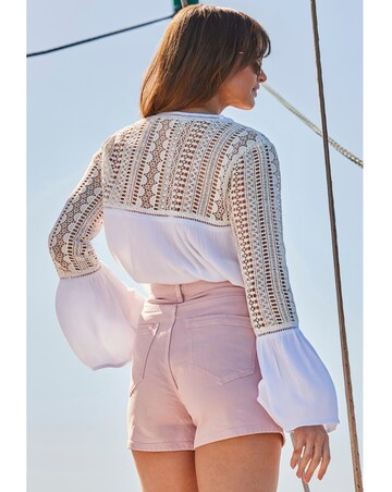 Sosandar Ivory Broderie Detail Tunic Top