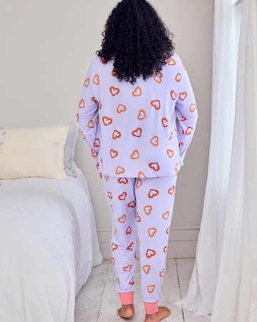 Chelsea Peers Classic Crew Neck Pyjama Set Shrimp Heart Print