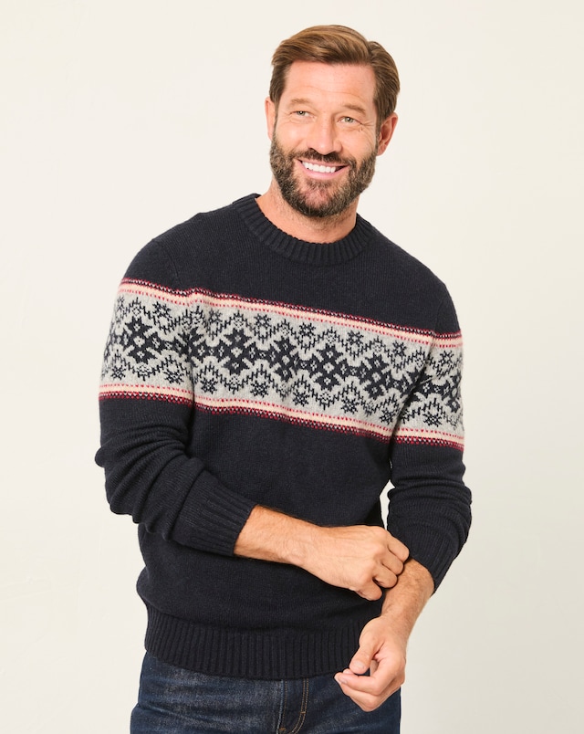 FatFace Snowflake Christmas Jumper (Regular & Tall) - Navy