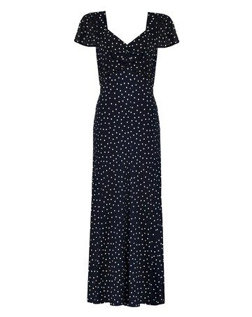 Ro&Zo Spot Print Sweatheart Neckline Midi Dress