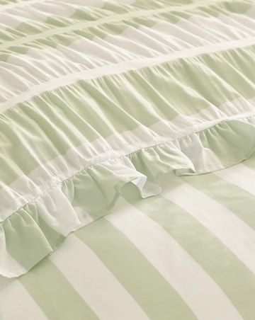 Catherine Lansfield Seersucker Frill Stripe Duvet Cover Set