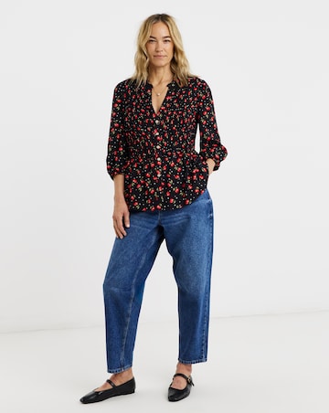 Shirred Button Through Top