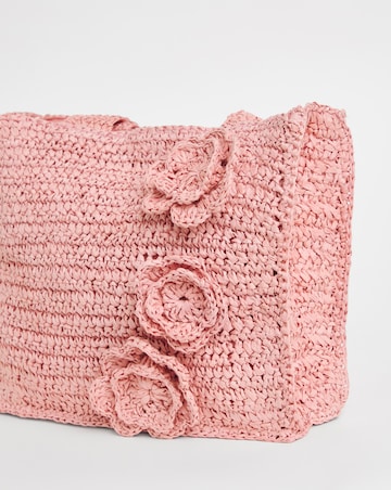 Floral Raffia Mini Tote Bag