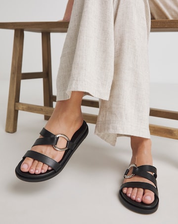 Delicate Metal Hardware Mule Sandals - Extra Wide Fit (EEE)
