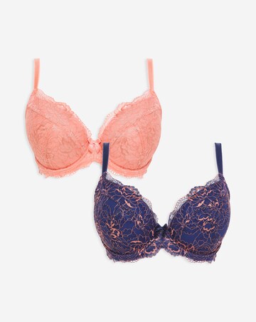 Pretty Secrets 2 Pack Ella Lace Padded Plunge Wired Bras B-K