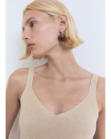 Mango Lurex Knitted V-Neck Top