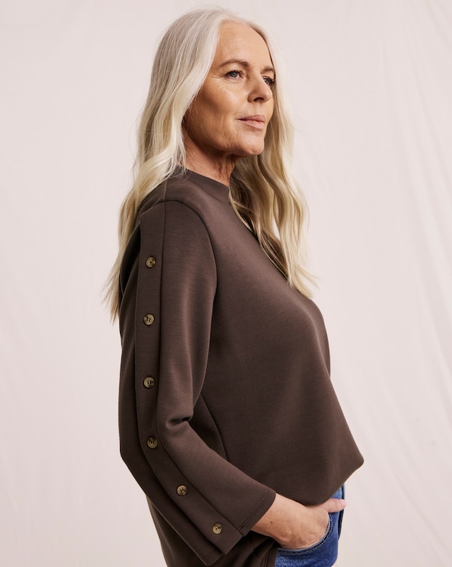 Julipa Button Sleeve Sweatshirt