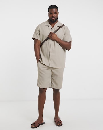Jack & Jones Textured Shirt & Short Set - Natural