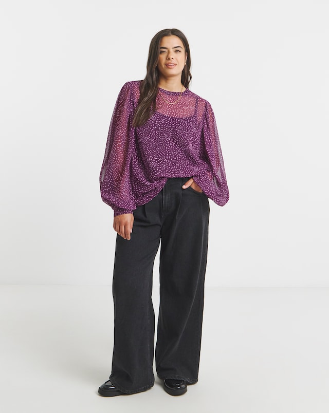 Simply Be Exaggerated Sleeve Georgette Blouse