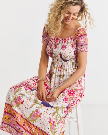 Joe Browns Glorious Boarder Print Shirred Maxi Dress