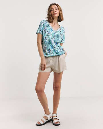 Printed Bubble Hem Short Sleeve Top